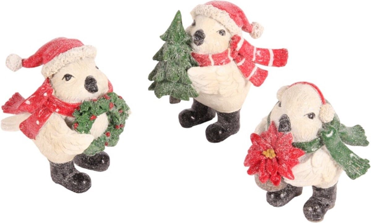 Baroque - Decoratief beeld of figuur - Kerst vogeltjes 12 cm / ASS 3 resin - 10.7x12.2x7.5 - Polyresin