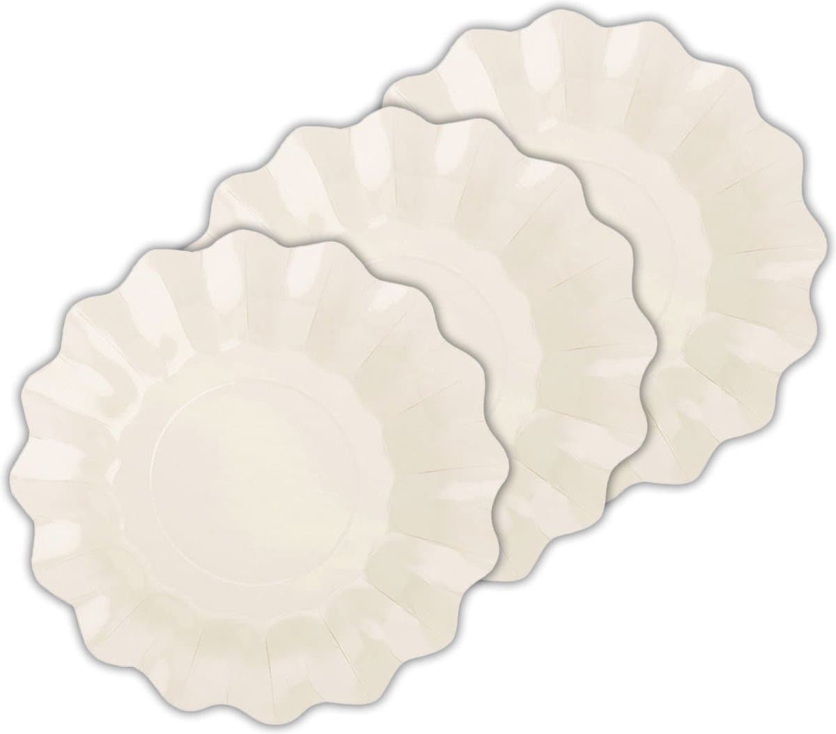 Givi Italia Feestbordjes - schulprand - 40x - ivoor wit - rond - papier/karton - 27cm - duurzaam - wegwerpbordjes - kinderfeestje