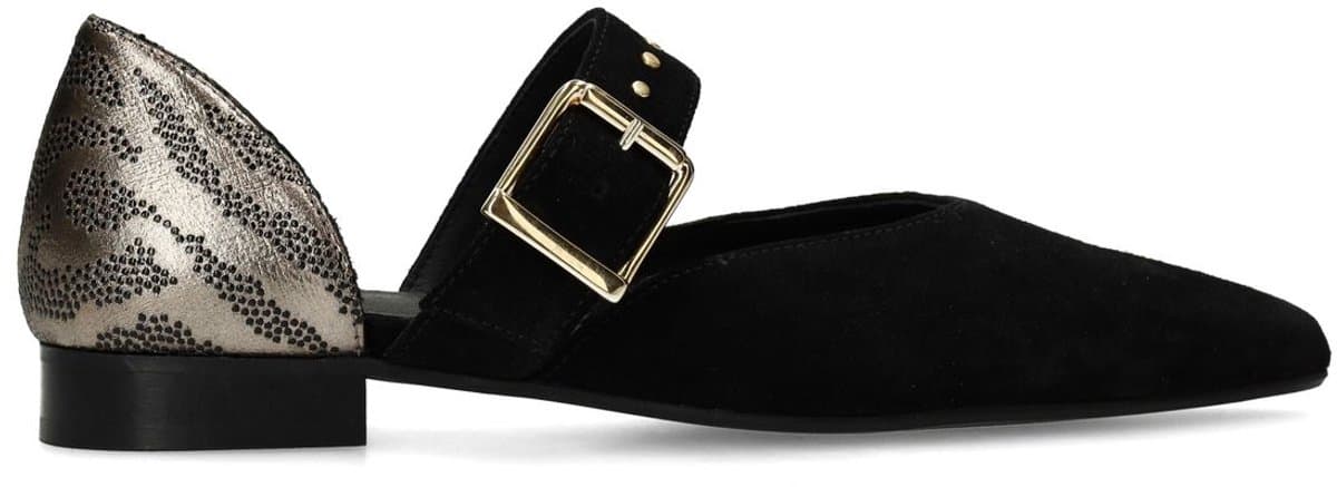 Manfield - Dames - Zwarte suède loafers - Maat 42