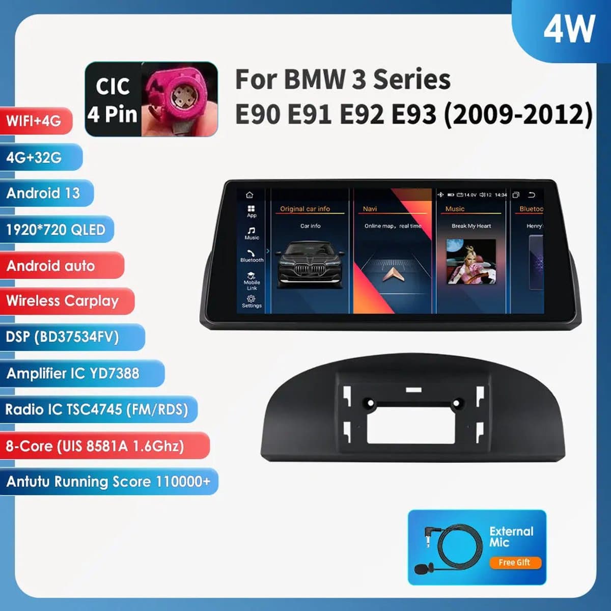 Android Autoradio BMW 3 Serie – Multimedia Speler – Navigatie Systeem – Carplay Radio – Touchscreen Autoradio – 10,25 Inch Scherm – Android 13 Met 4G & Wifi