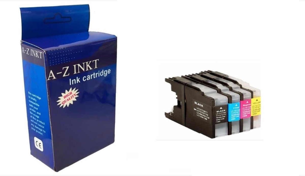 AtotZinkt huismerk cartridge voor Brother LC-1220 LC-1240 LC 1280 XL Multipack 4 Stuks voor DCP-J525W DCP-J725DW DCP-J925DW MFC-J430W MFC-J5910DW MFC-J625DW MFC-J6510DW MFC-J6710DW MFC-J6910DW MFC-J825DW