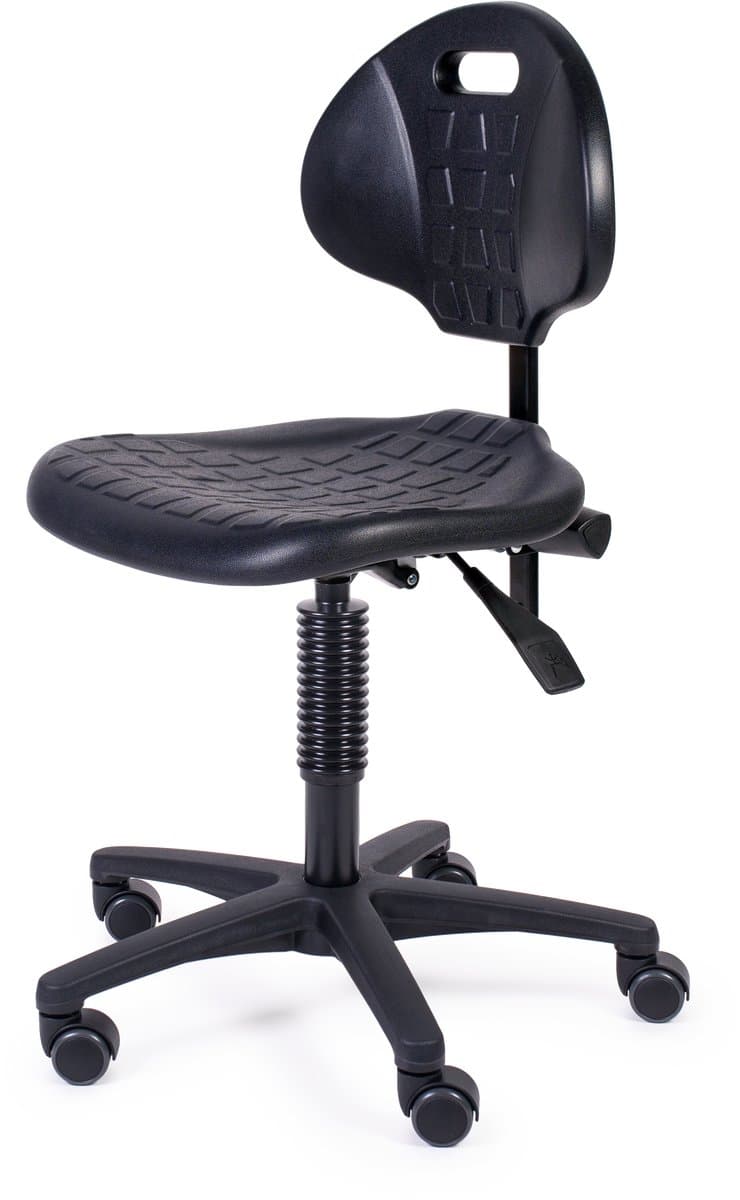 MTM werkstoel DONAR 160-N - hygiënische pur zitting en rugleuning - kunststof kruisvoet - wielen - 44/60 cm