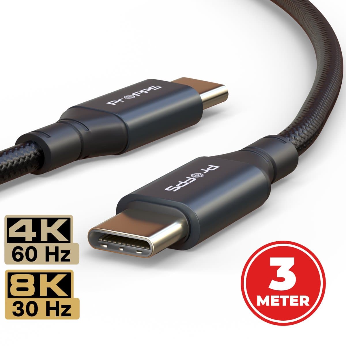 ProFPS USB-C naar USB-C Kabel 3M – USB 3.2 Gen 2 – 240W – 20Gbps – 8K/30Hz