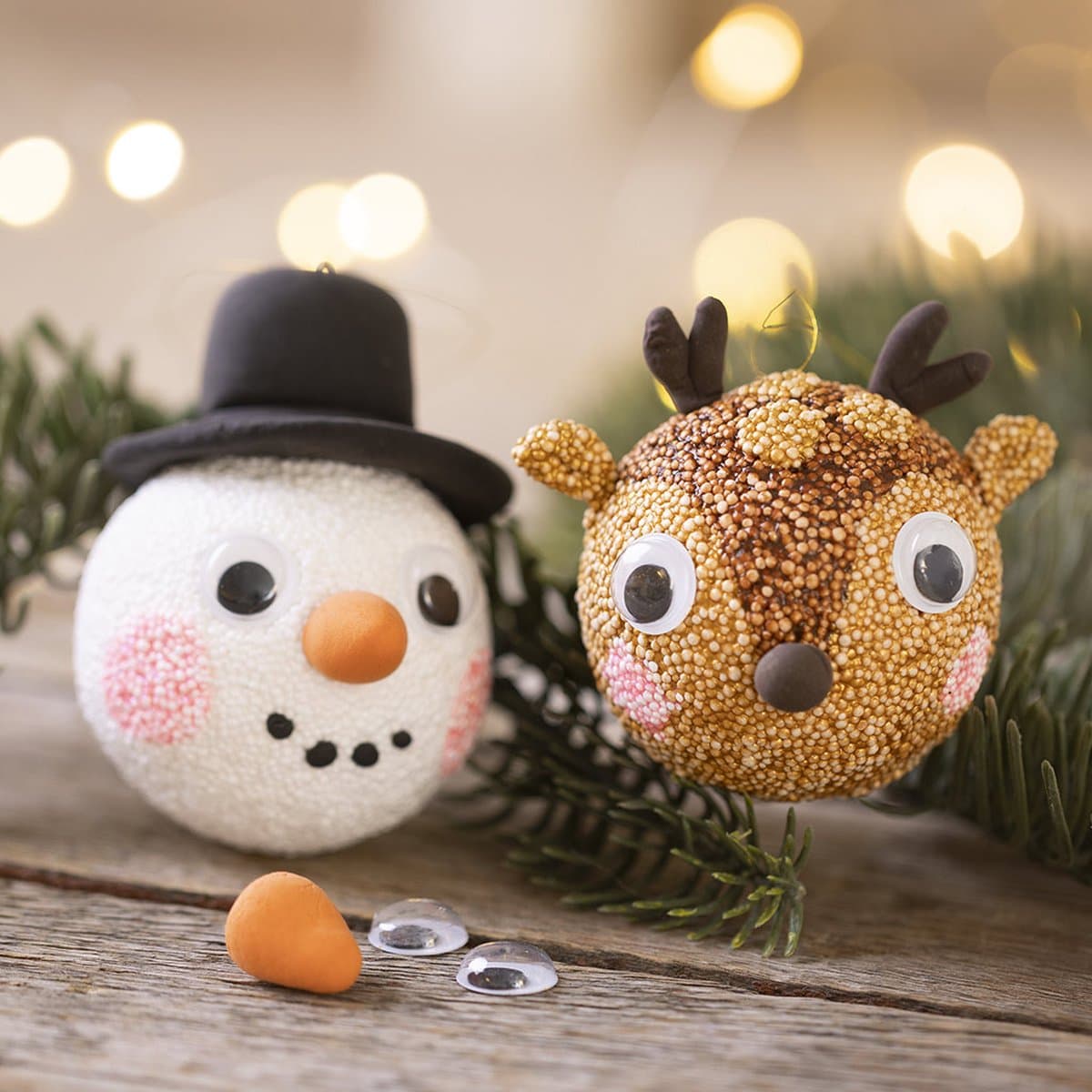 Creativ Company Mini Hobbyset Kerstballen Rendier en Sneeuwpop