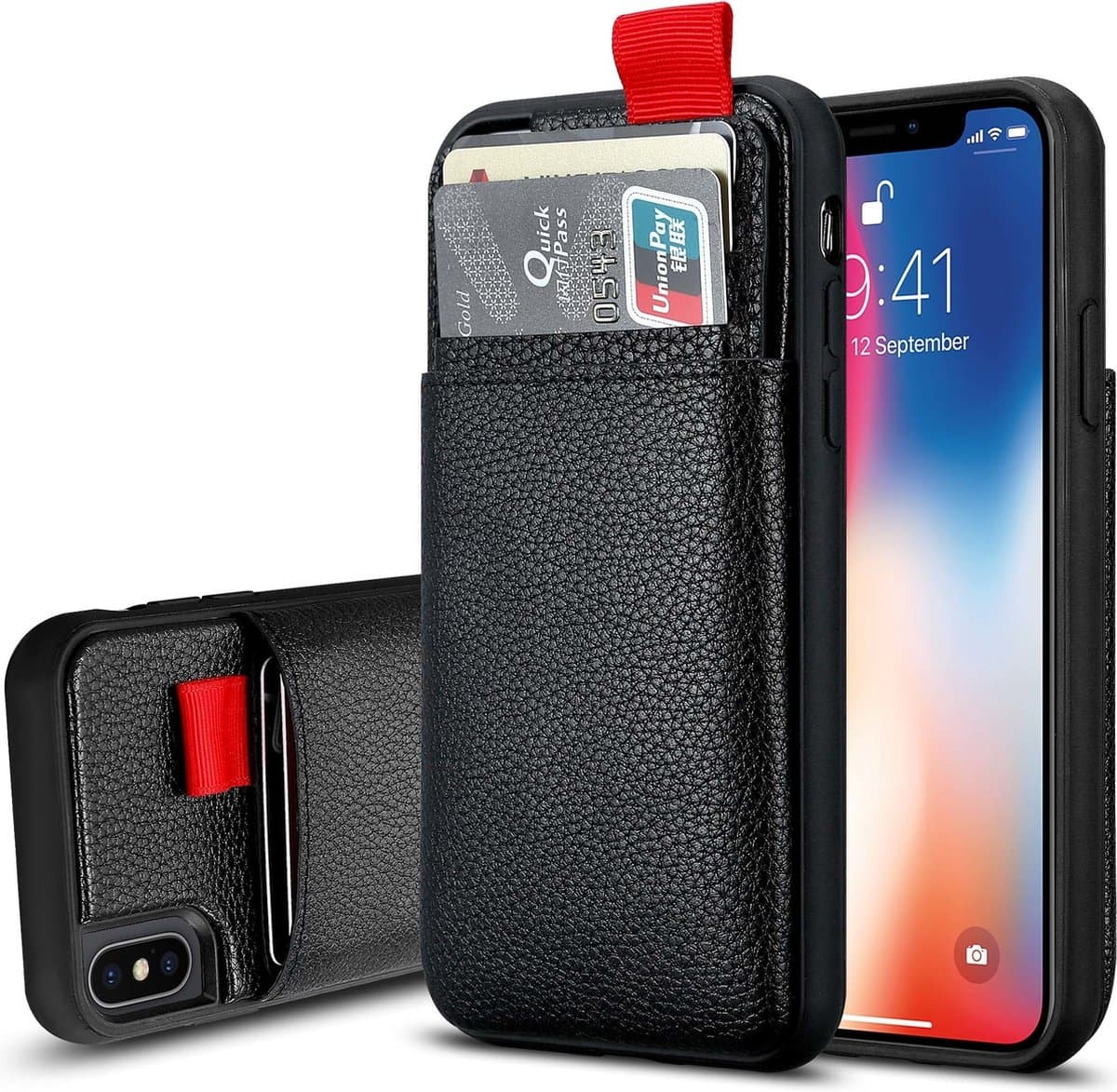 ShieldCase Leren case met pashouder geschikt voor Apple iPhone X / Xs - Multifunctioneel Telefoonhoesje - Stijlvol en Duurzaam Design - Hoogwaardig materiaal