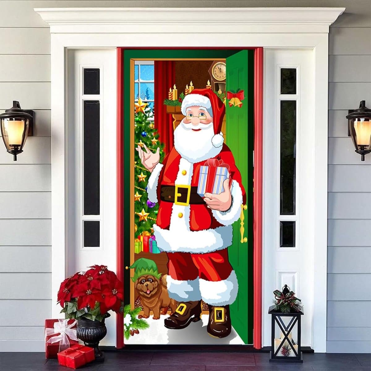Opblaasbare kerstman - Rood en wit - 150 cm hoog - Polyester - Voor binnen en buiten