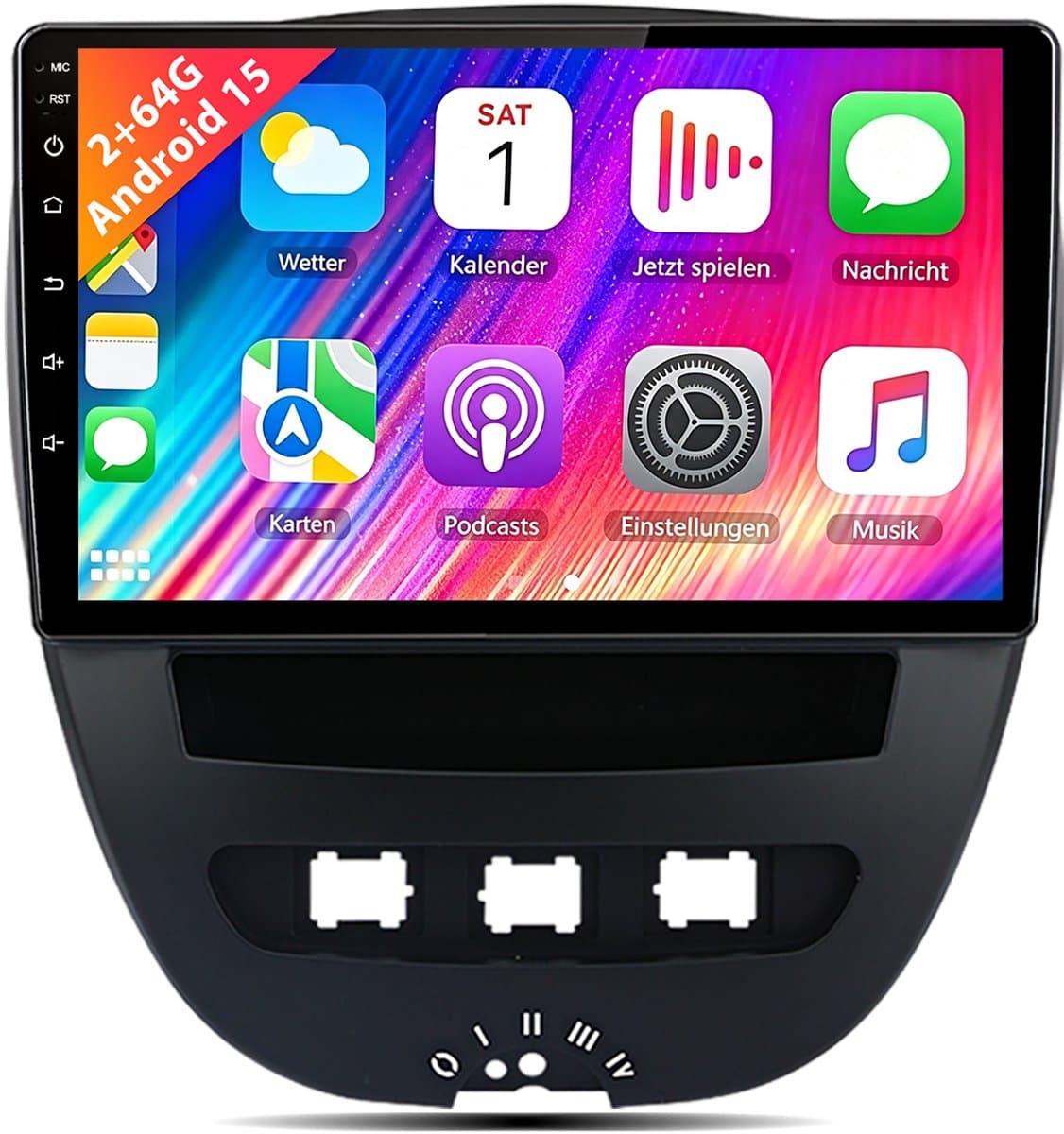 Cestovet Autoradio - Geschikt voor Peugeot 107 Citroen C1 Toyota Aygo - 2GB+64GB - Draadloze CarPlay & Andriod Auto, GPS-navigatiesysteem, Bluetooth, Stuurwielbediening, WiFi, 10-inch Touchscreen,