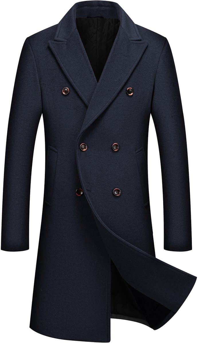 ALLTHEMEN Heren Wollen Winterjas - Lange mantel Met Voering - S