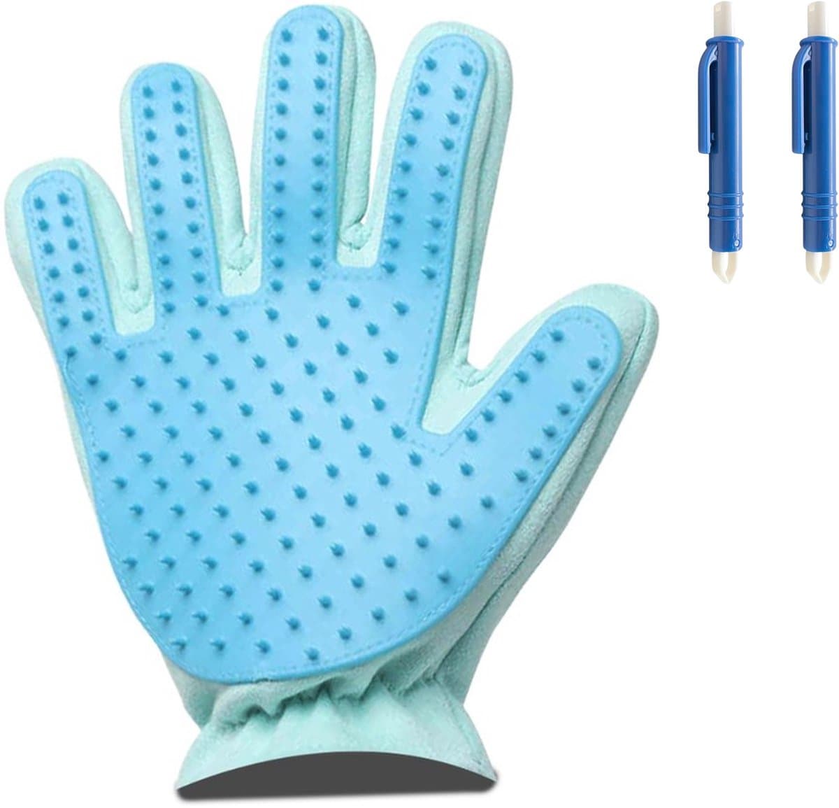 Professor Q Vachtverzorgingsset - Handschoen Lichtblauw - 2 Blauwe Tekenpincetten