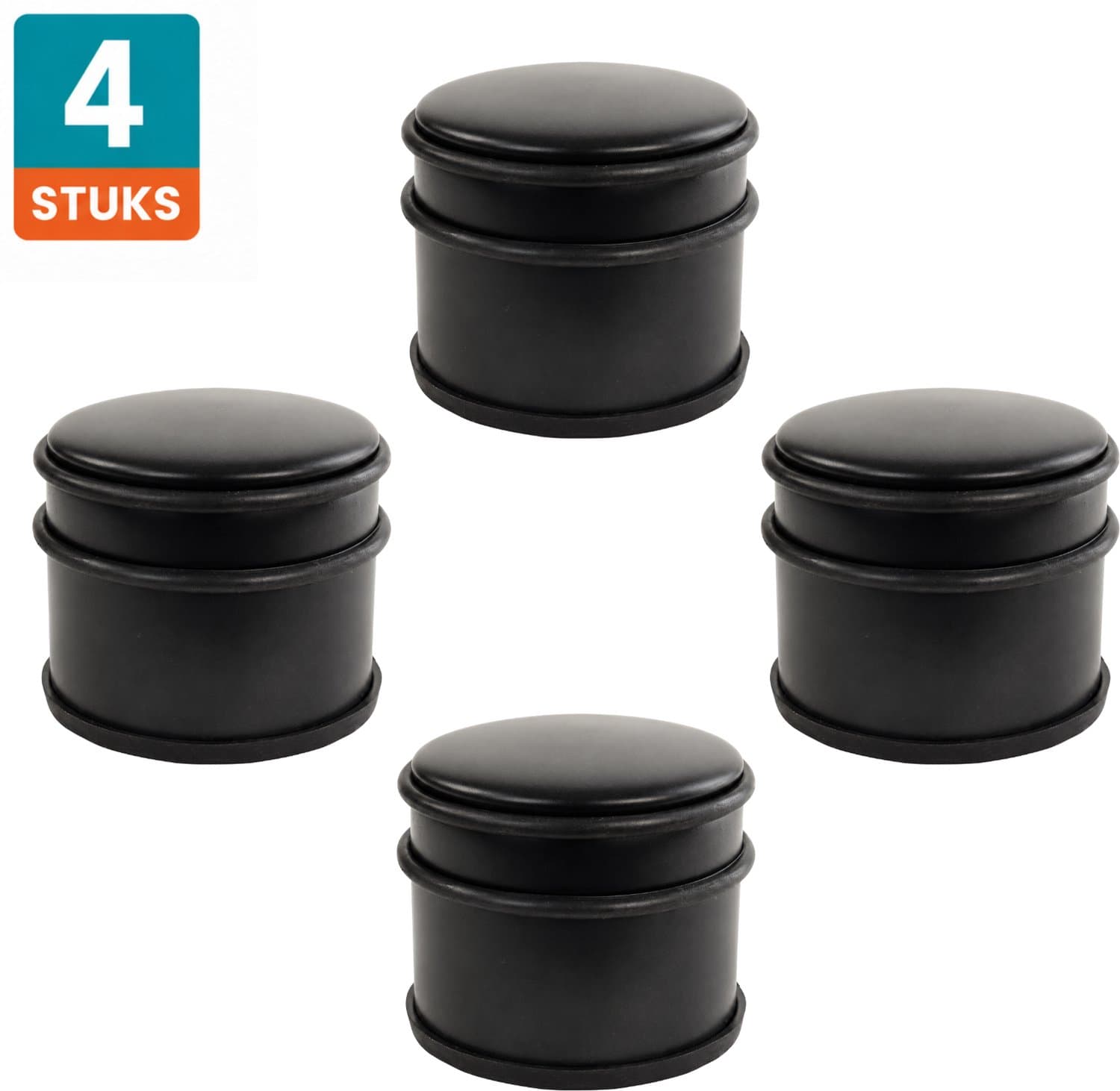 NORDIX Deurstop - 4 stuks - Deurstopper - Deurbuffer - Deurstoppers voor binnen - Mat Zwart - 9x7,5cm - ALTO