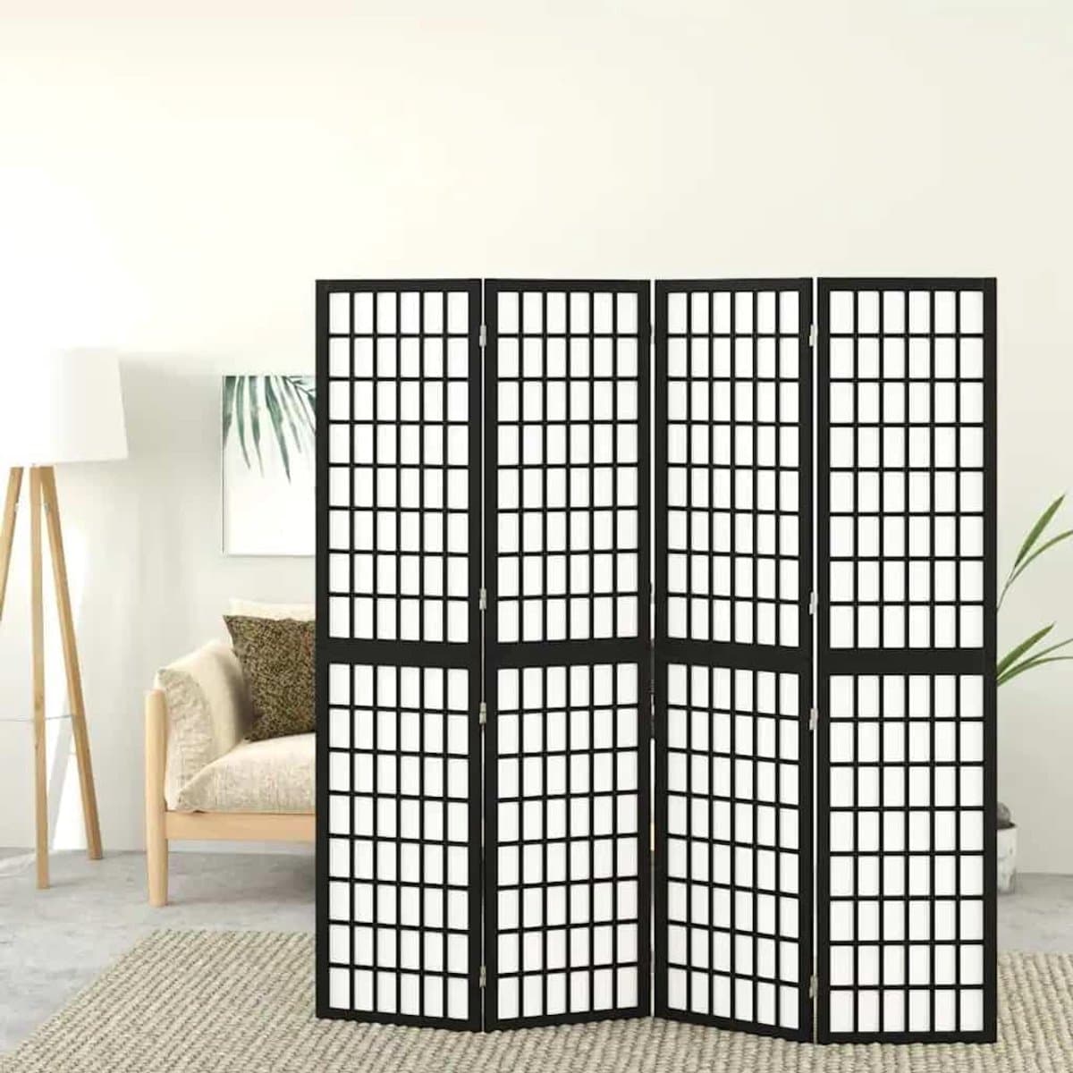 Opvouwbaar privacyscherm - Ruimteverdeler - Creëer privacy - Massief dennenhout - 160 x 170 cm - Zwart
