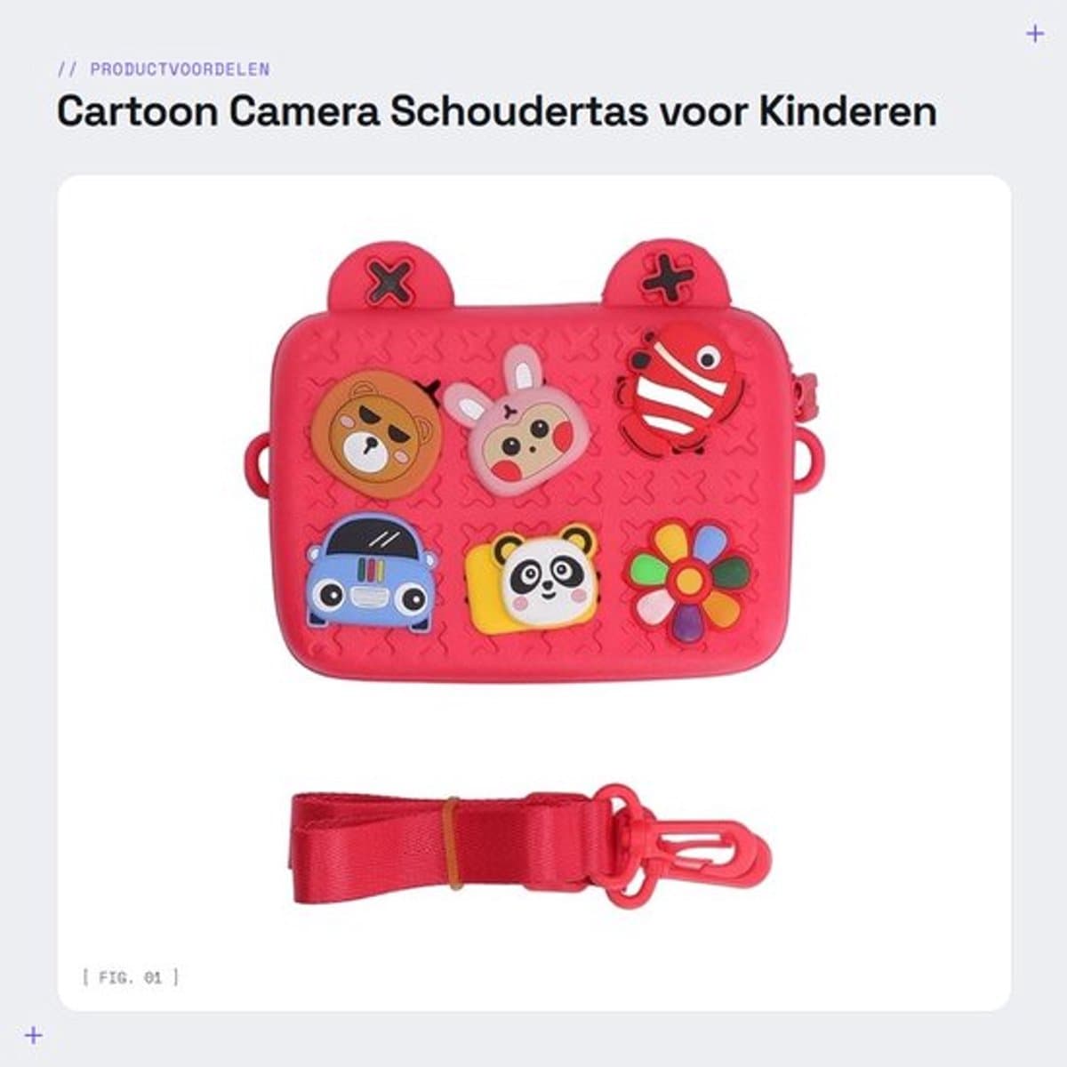 Camera Tas Cartoon - Schoudertas voor Kinderen - Harde Camera Tas - 182x140x72mm - EVA/PVC - Geschikt voor 37 maanden en ouder - Kindertas