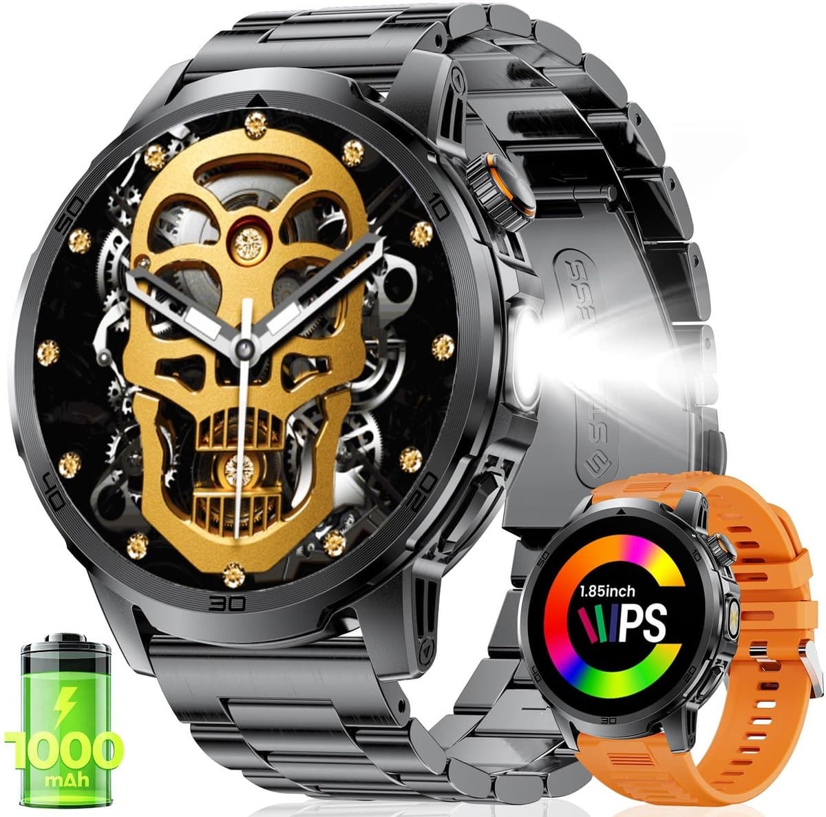 Dailygoods - Militaire Smartwatch voor Mannen met Bluetooth Functie - 1.85 Inch Fitness Horloge
