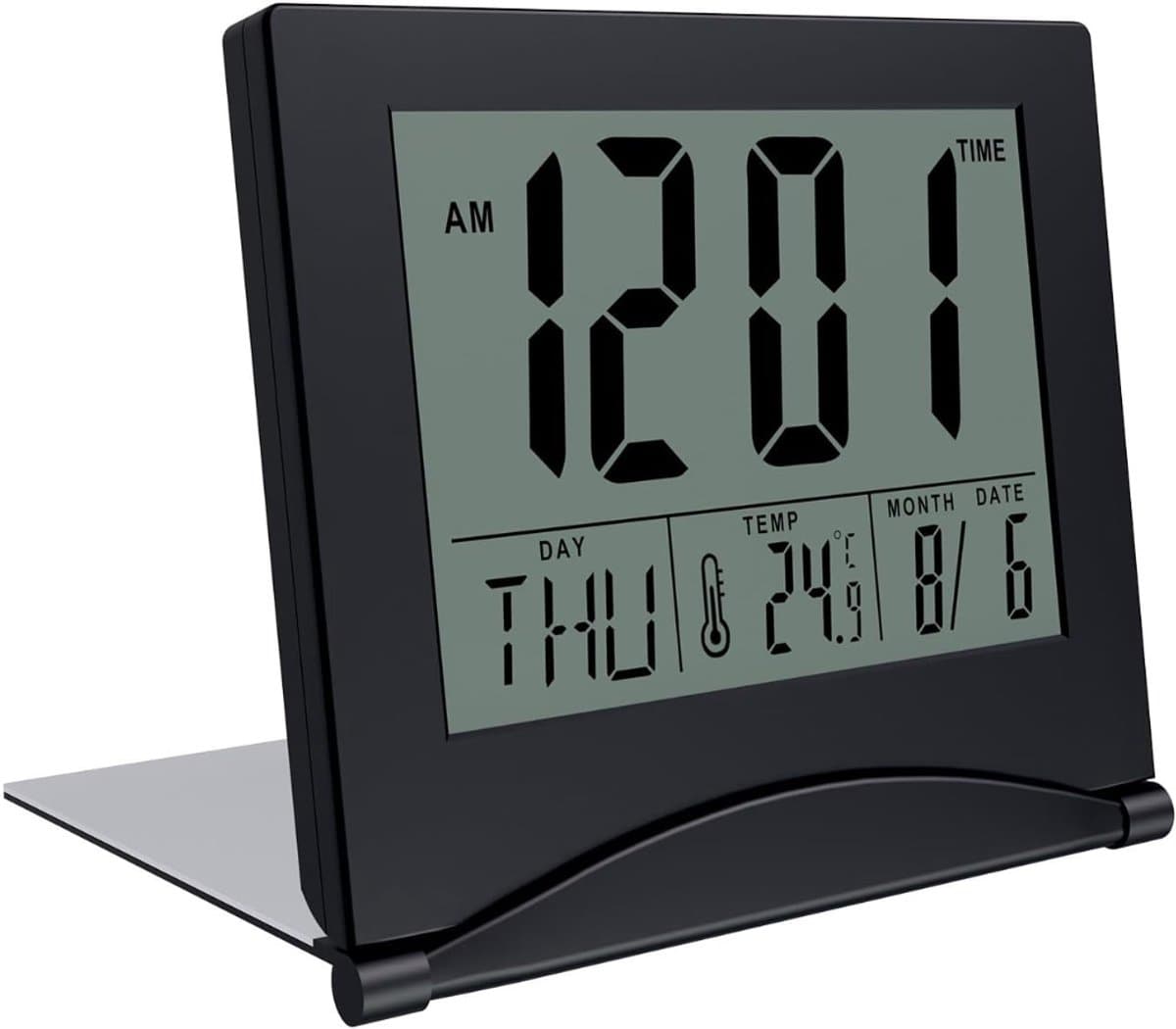 Nexvo®Dementieklok – Digitale Klok met Alarmfunctie – Kalenderklok met Digitale Wekker - Zwart - 9cm x 4cm x 7cm
