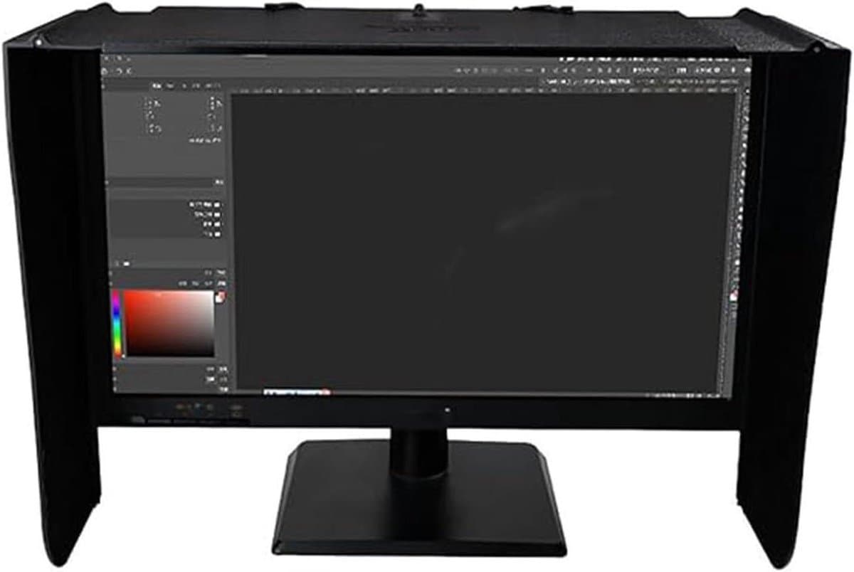 Monitor Kap - Zonnescherm Scherm - Kleuren Accuraat Zien - Verstelbare Breedte - 16-28 inch - Zwart