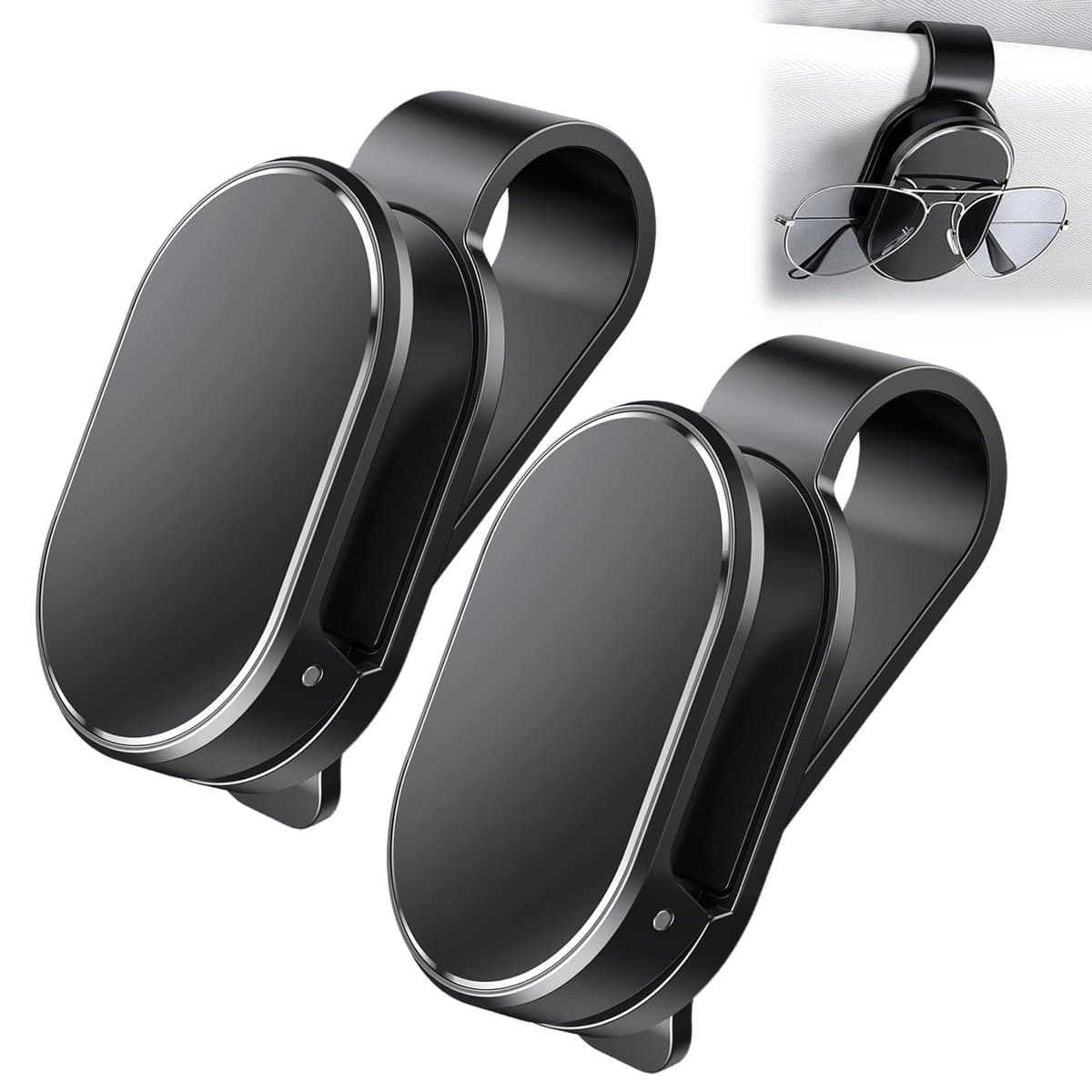 Dailygoods- Brilhouder met veersleuf - Brilhouder voor auto - Brilhouder auto zelfklevend - Bril standaard - 2 stuks - Bescherming tegen krassen - Brillenclip