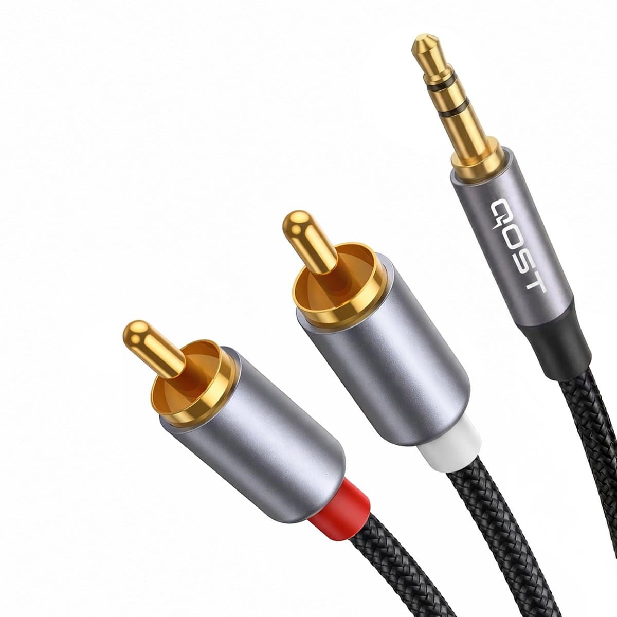 Qost - Aux naar RCA Kabel - 10 Meter - 3.5mm Jack naar 2 RCA Stereo - Audio Cable - Jack 3.5mm naar 2 Tulp Plug