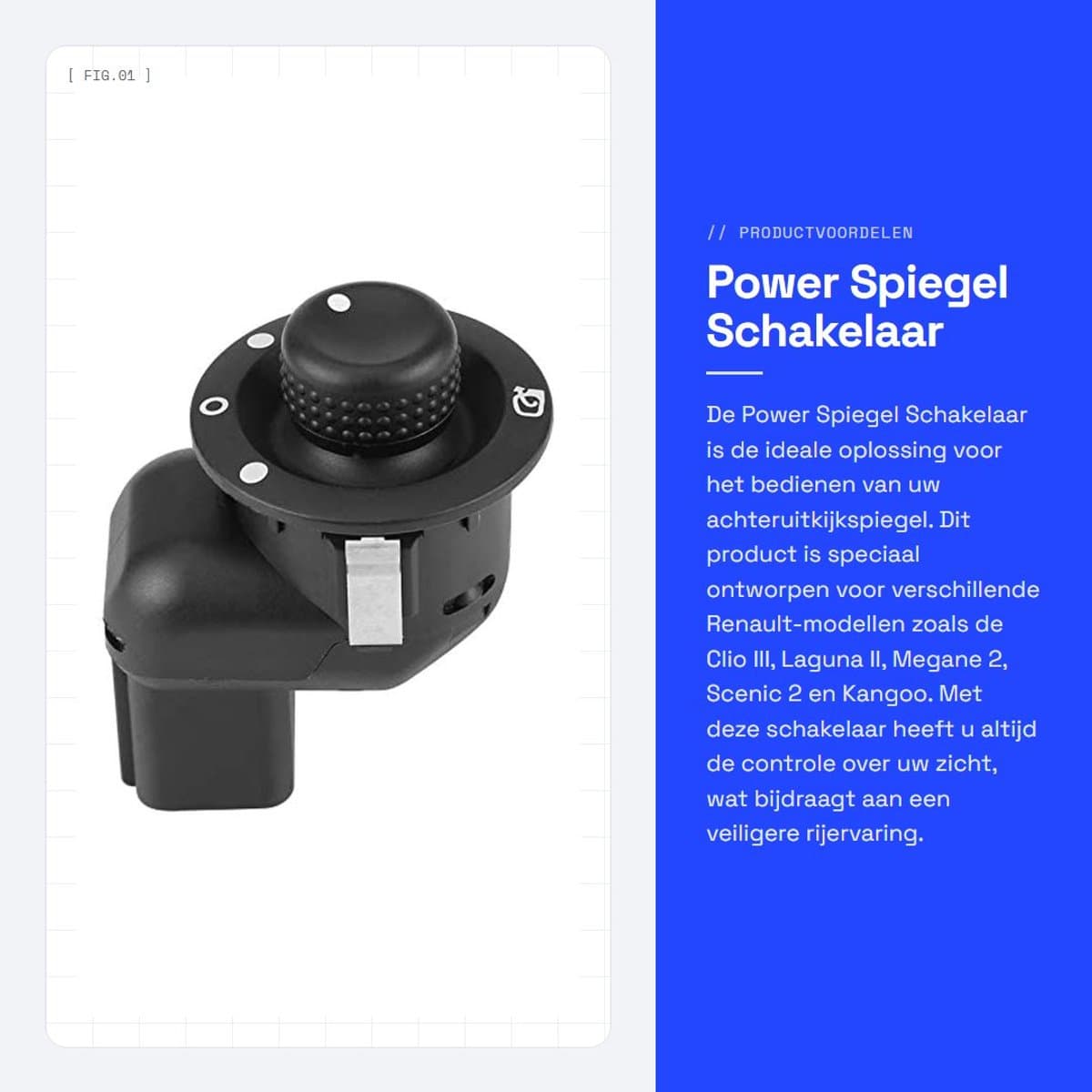 Dailygoods - Power Spiegel Schakelaar - Achteruitkijkspiegel Controller - Betrouwbaar en eenvoudig te installeren - Geschikt voor diverse modellen - O...