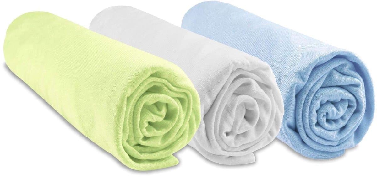 Omgoods - Set van 3 Fitted Sheets voor Babybed 32 x 72 cm van 100% Bamboe