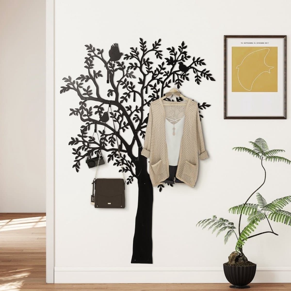 COVREO Wandgarderobe 120 x 175 cm zwart, metaal, 8 haken en wandmontage
