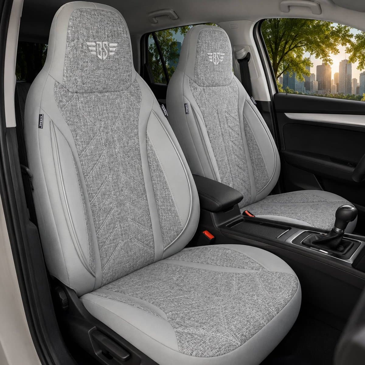 Autostoelhoezen voor Volvo XC90 BJ 2002-14 – Stoelhoezen voor bestuurder en passagier in Grijs