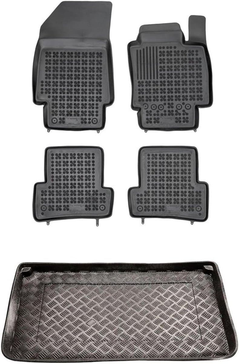 Vloermatten en kofferbakmat - Auto matten set - Auto interieur beschermen - Voertuigspecifieke pasvorm - Voor Renault Captur 2013-2019 - Zwart