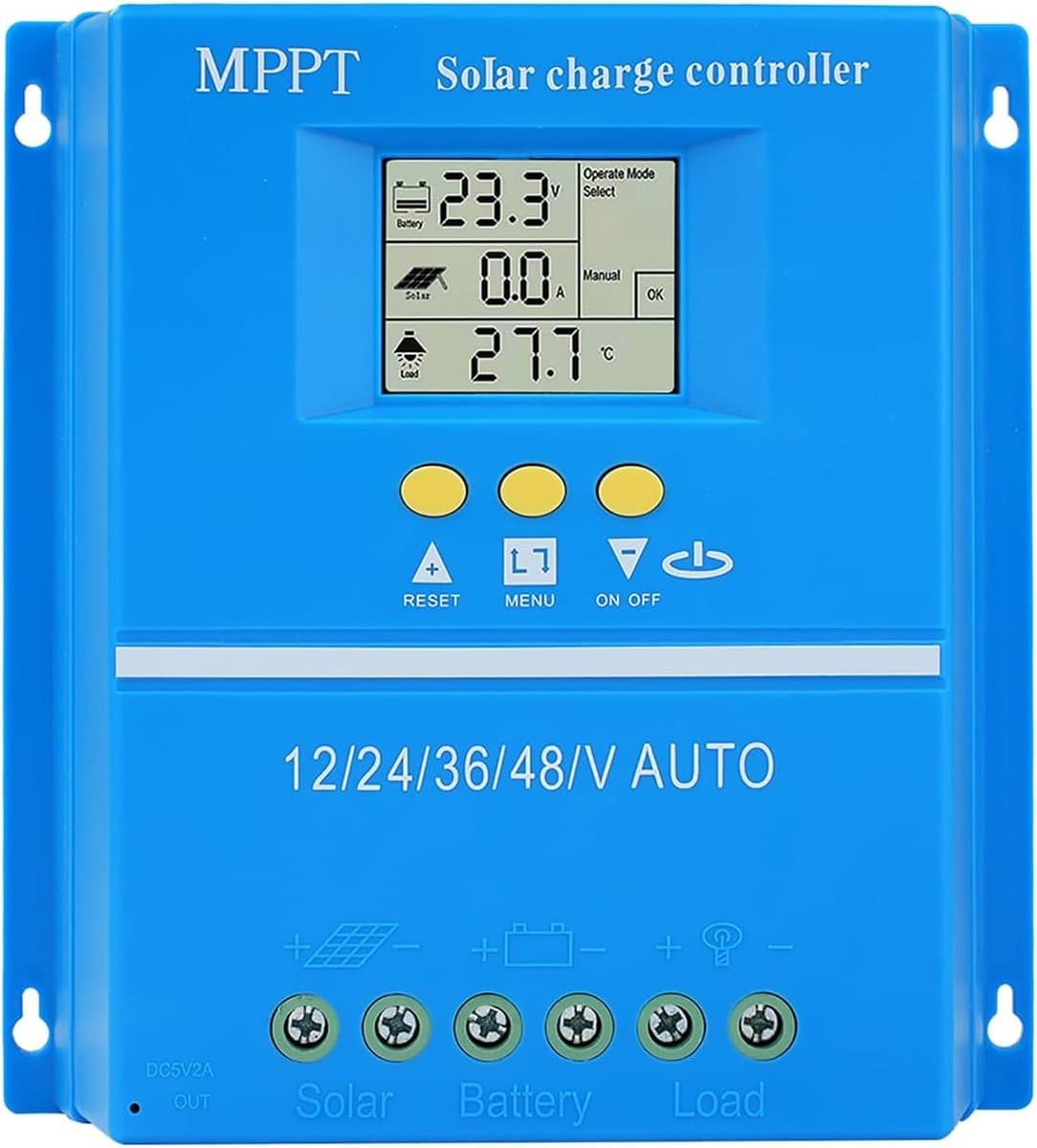 Buyweek MPPT Solar Charge Controller, 12V, 24V, 36V, 48V, Automatic Solar Panel Identification Controller with LCD - ShopVlot