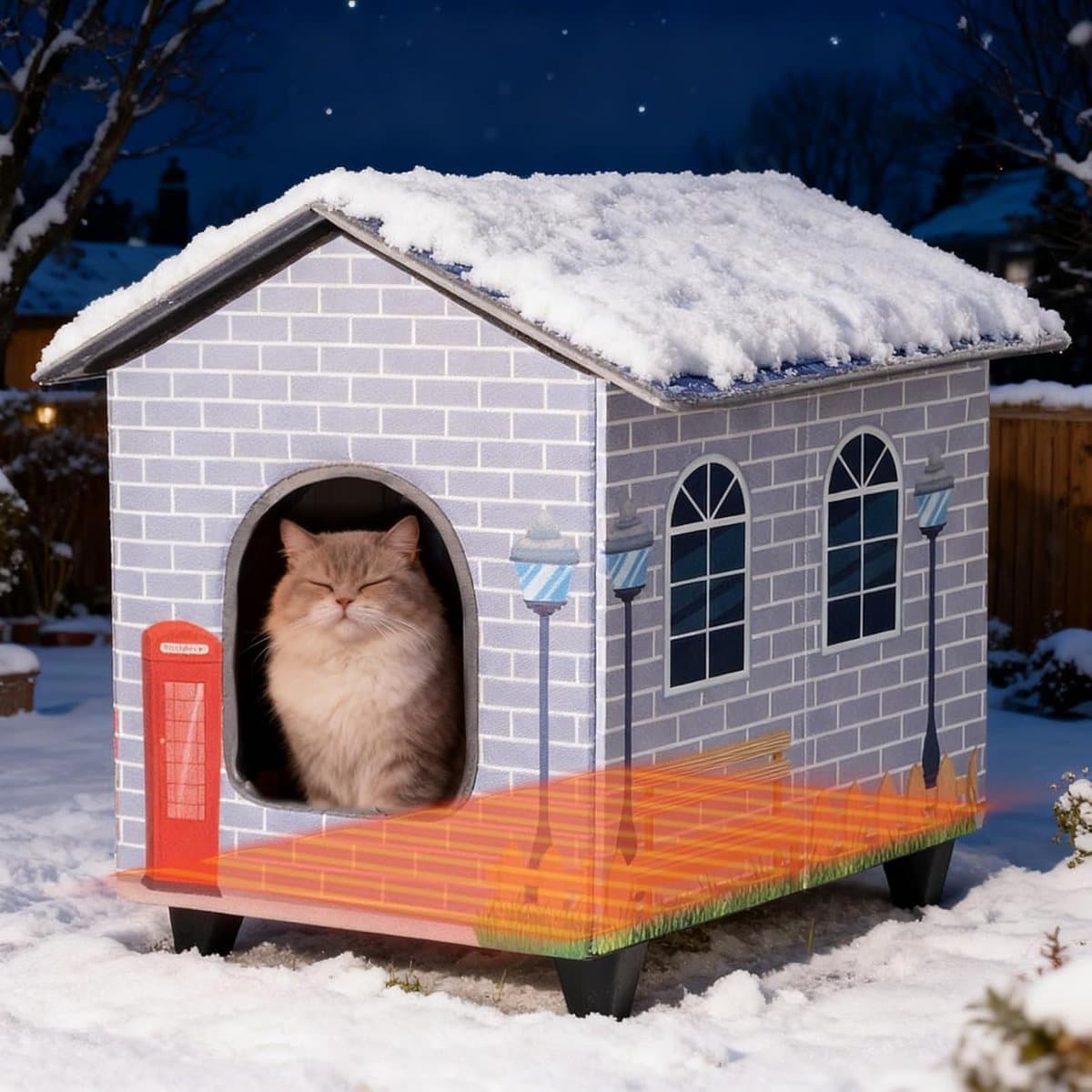 Verwarmd Kattenhuis - Kattenmand Verwarmd - Winterwarmte Bieden - Automatische Constante Temperatuur - 15 x 13 x 18 inch - Grijs