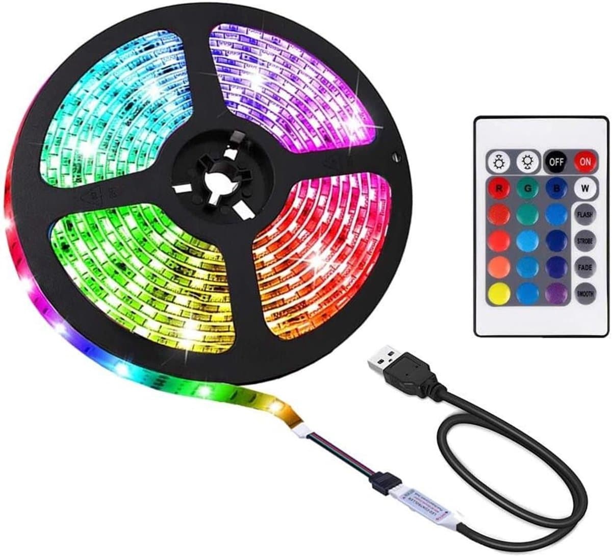 1 Meter USB LED Strip met Afstandsbediening voor TV Backlight en Decoratie