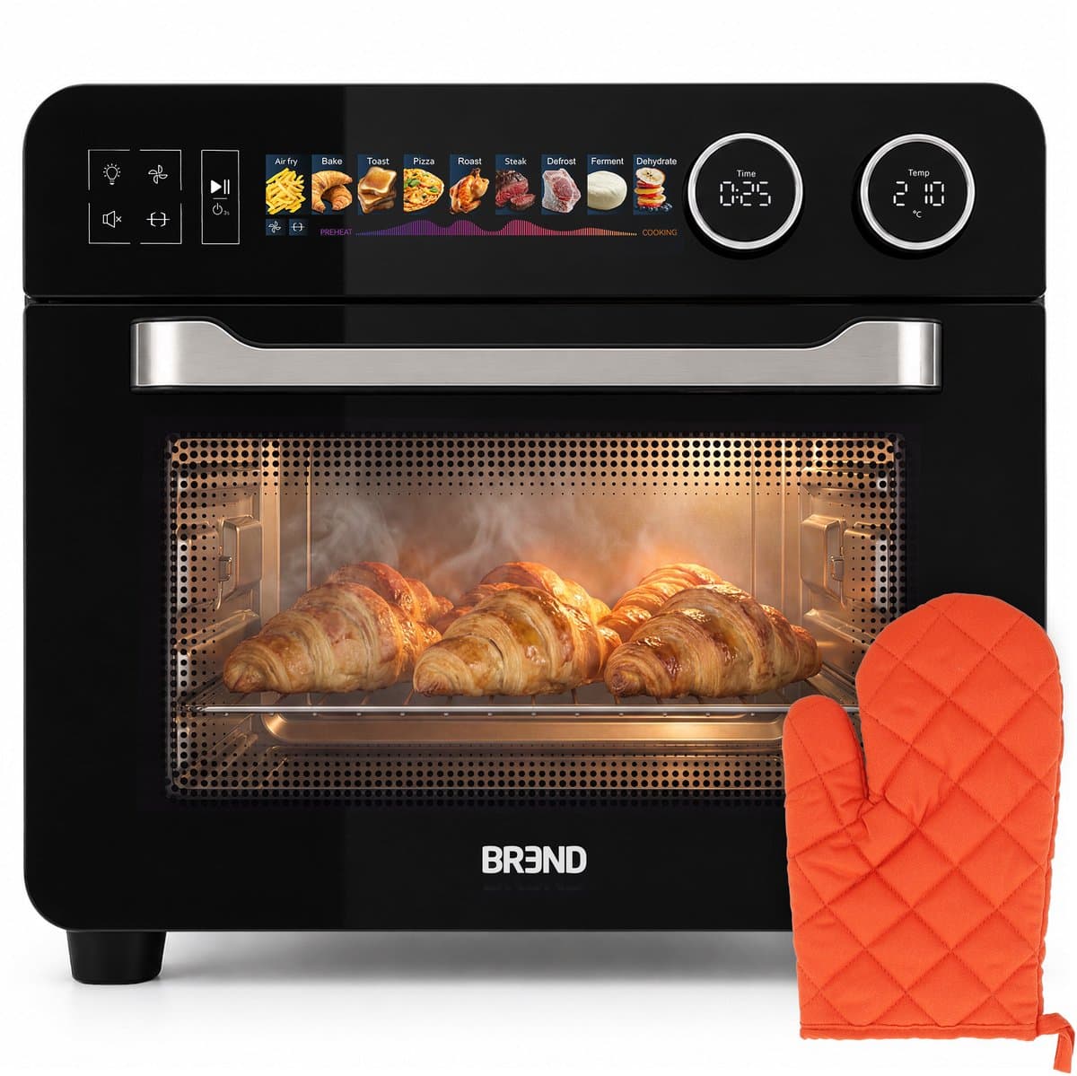 Vrijstaande Airfryer Oven Combi 25L - 2250W - inclusief Bakplaat, Ovenwant en Grill Accessoires - Digitaal met Touch Screen en Draaiknoppen - BR-2234