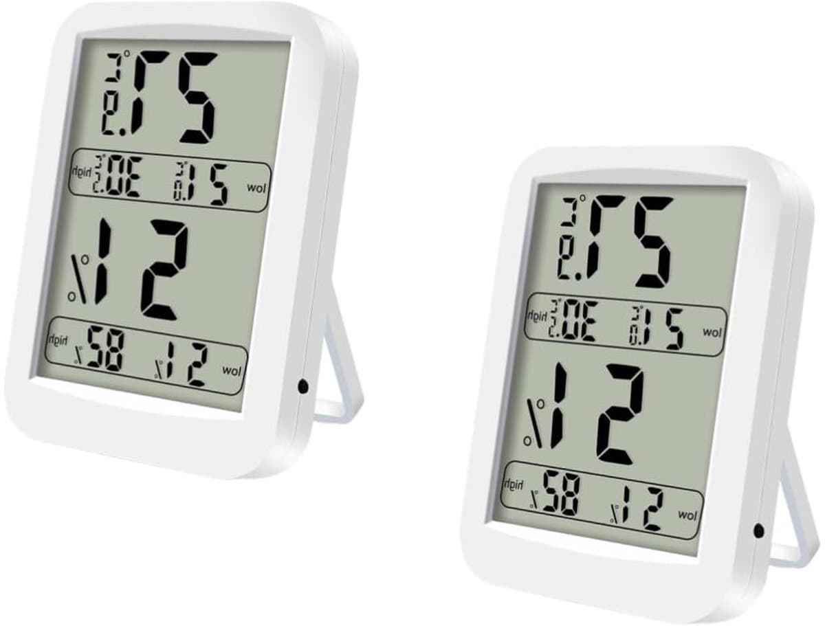 Digitale Hygrometer Thermometer - Vochtigheidsmeter - Binnenklimaat Monitoren - LED Display - 2 Stuks - Wit