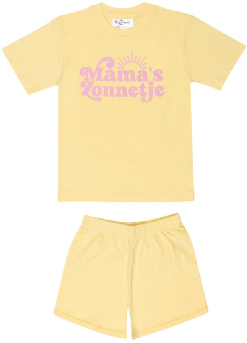 Fun2Wear meisjes shortama mama’s zonnetje lichtgeel – 100% katoen – maat 104