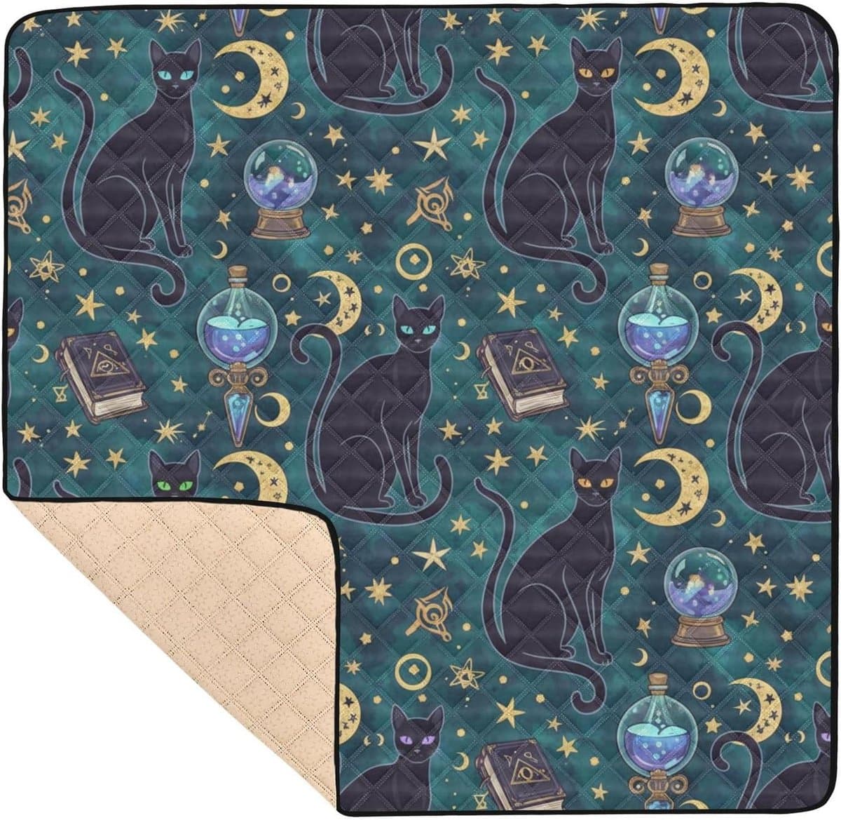 Baby speelmat - Kruipmat baby - Baby spelen - Zachte polyester bovenlaag - 127 x 127 cm - Zwart patroon