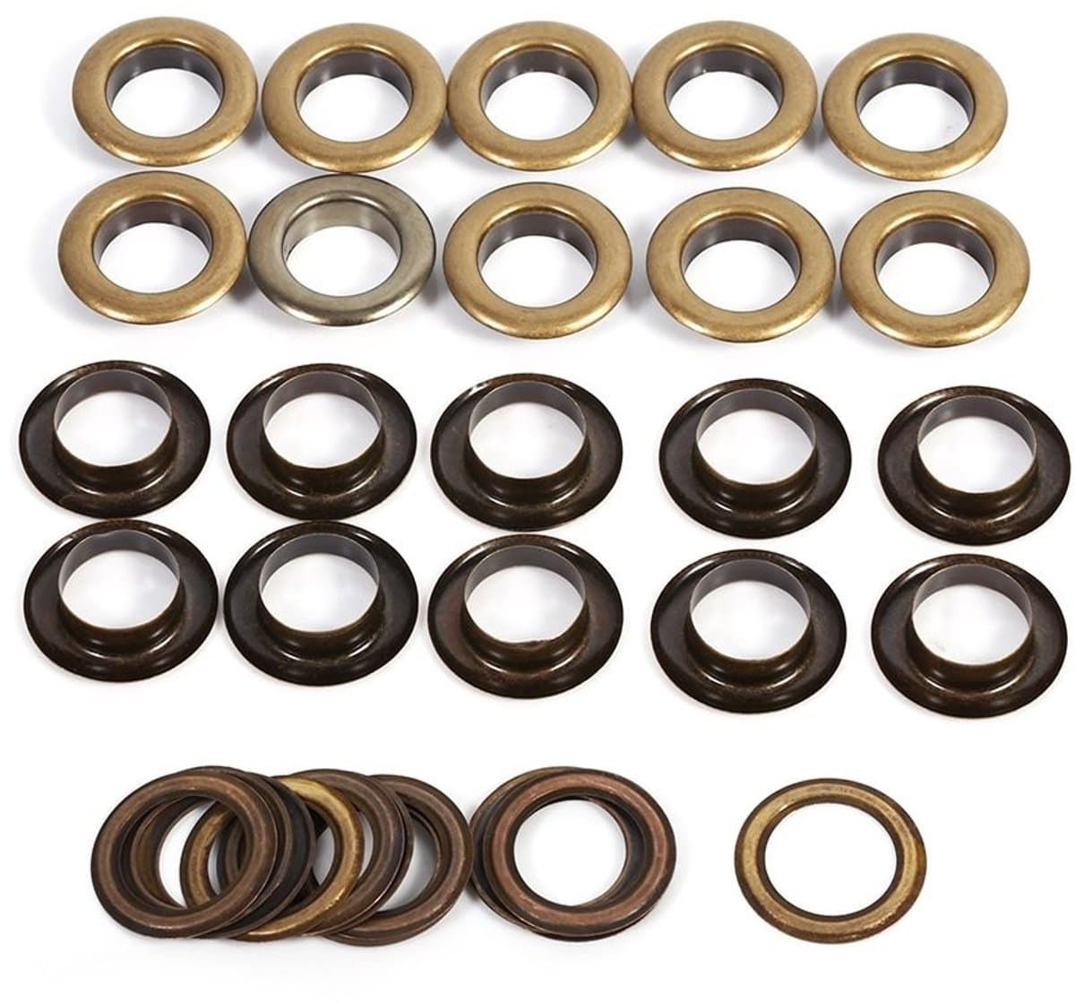 Dailygoods- Doorvoertules 17mm - Grommet Kit - Oogjes 8/10/12/14/17mm - Flens Diameter 13.7/16.9/22/22.8/26.9mm - Vathoogte 4.9/5/6mm - Zelfdragend - Grommets