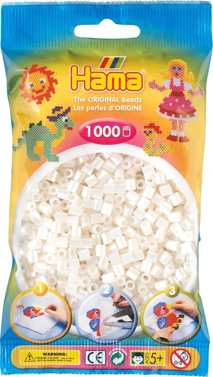 Hama - Strijkkralen - 1000 Stuks Parelwit