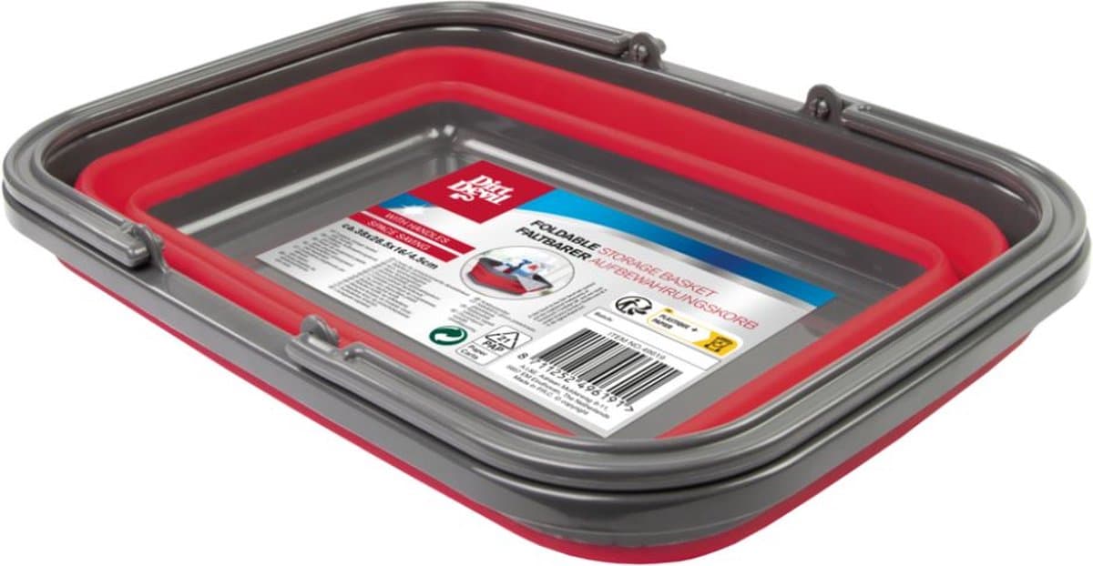 Dirt Devil Opvouwbare Emmer - 17 Liter - 38 x 28.5 x 16/4.5 CM - Bespaar Opbergruimte - Perfect voor Schoonmaken en Kamperen - Rood