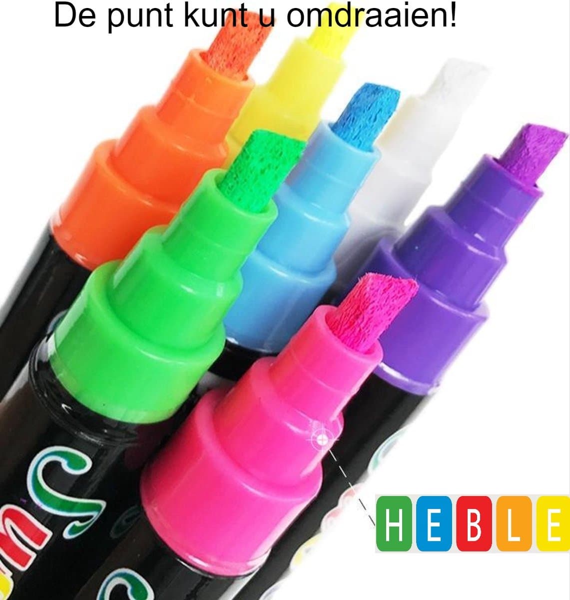 *** Krijtstiften set 8 stuks– krijtbord stift – porselein marker – raamstift - punt (3mm) - van Heble® ***