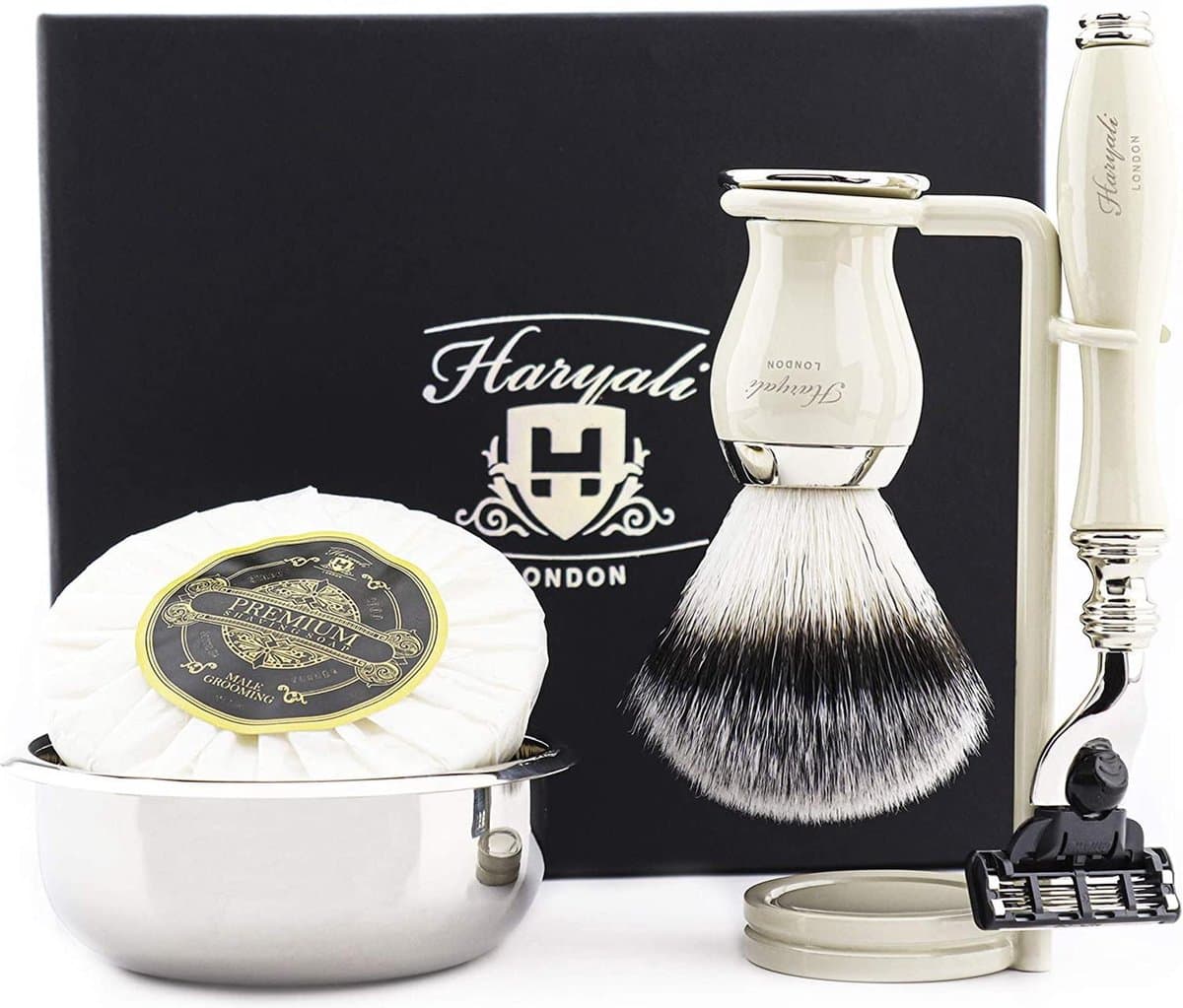 Premium scheerset met scheerset, scheerkom, standaard en scheerkwasten set voor mannen klassiek scheren (Shaving Set)