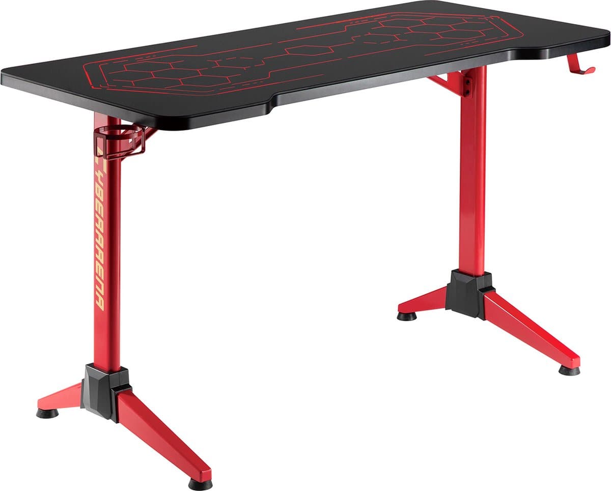 NanoRS - Gaming tafel met verstelbare RGB LED-achtergrondverlichting drank -hoofdtelefoon houder - 120cm