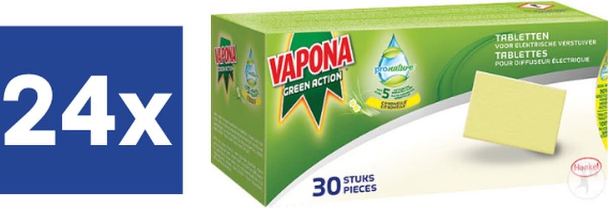 Vapona Green Action Anti-mug Navulling Tabletten (Voordeelverpakking) - 24 x 30 stuks