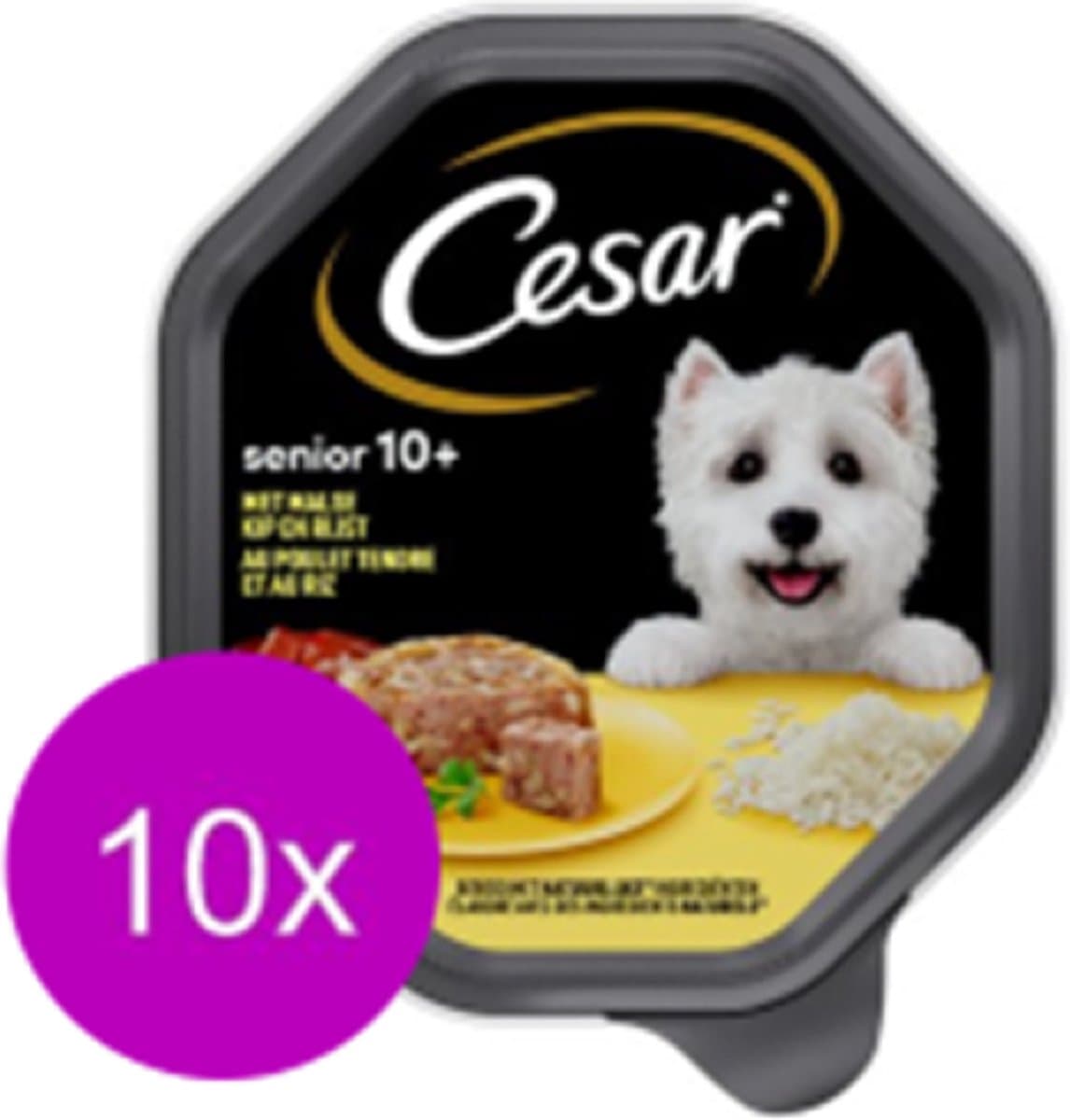 10x Cesar Senior Kuipje In Gelei Kip & Rijst - Hondenvoer - 150g