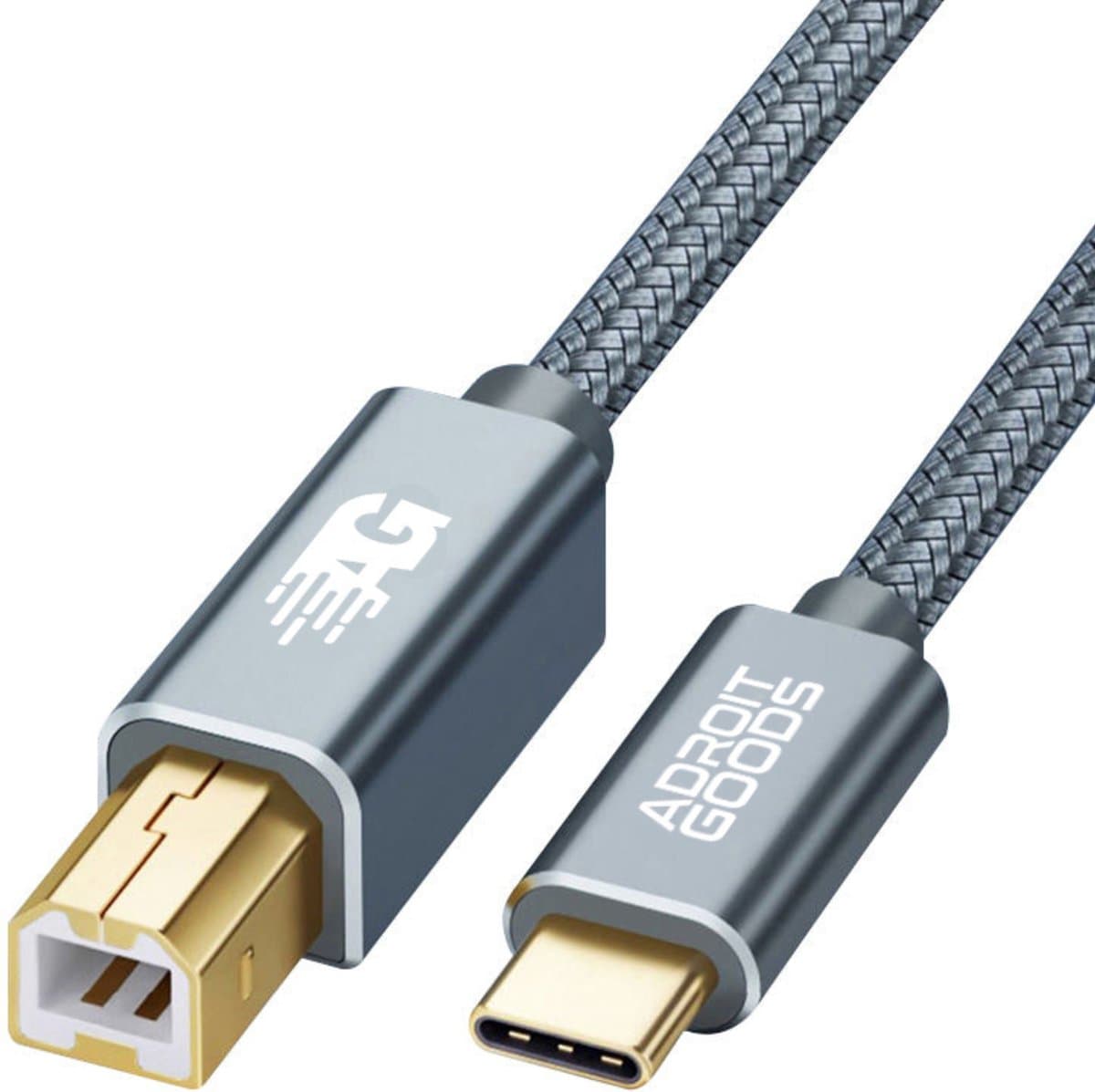 AdroitGoods Usb-C Naar Usb-B Kabel - Printerkabel - 50 Centimeter - Grijs