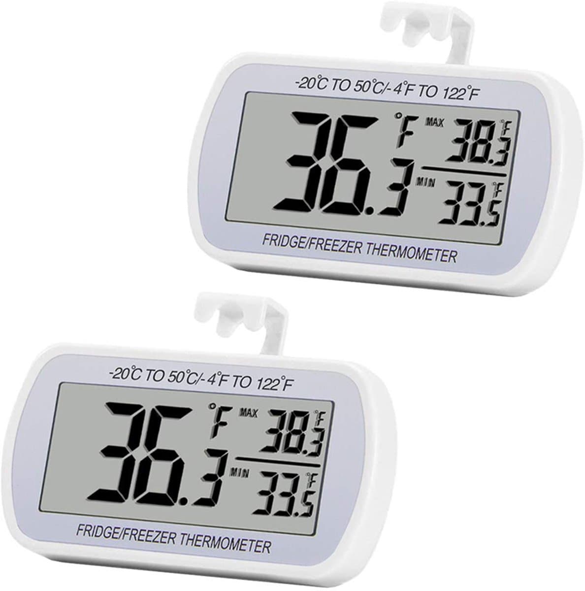 Digitale Koelkastthermometer met Groot LCD-scherm - 2 Pack - Waterdicht met Max/Min Record Functie