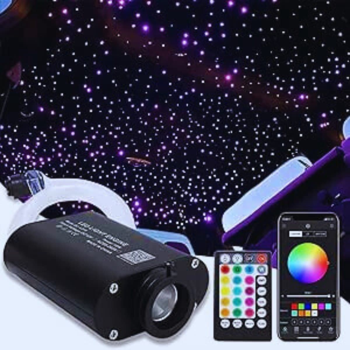 500 Stuks Lucht Voor Auto LED Ster Plafondlamp Set - 3m Glasvezel- Bluetooth RGBW- App/Afstandsbediening- 16W - Perfect Voor Auto- Bioscoop & Meisjes
