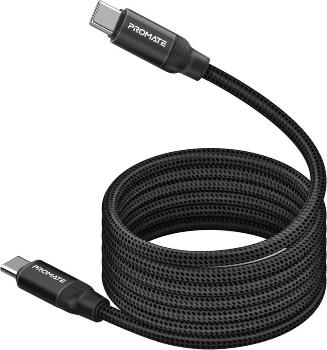 ProMate® Springy - Magnetische USB-C Kabel - 60W Power Delivery - 120cm Nylon Gevlochten - Snelle Gegevensoverdracht tot 480Mbps - Omkeerbare Connectors - Duurzaam en Stijlvol - Voor iPhone 15 / 16 en Andere USB-C Apparaten