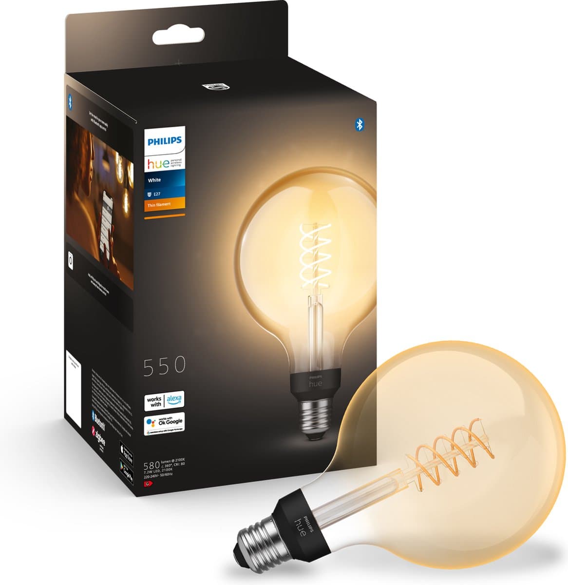 Philips Hue Filamentlamp White Globe XL E27 - 2023