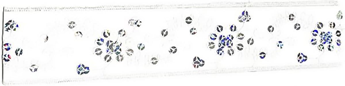 Rojafit Elastische Cult "Flower Power" Haarband 5 cm. Breed - Pailletten Wit