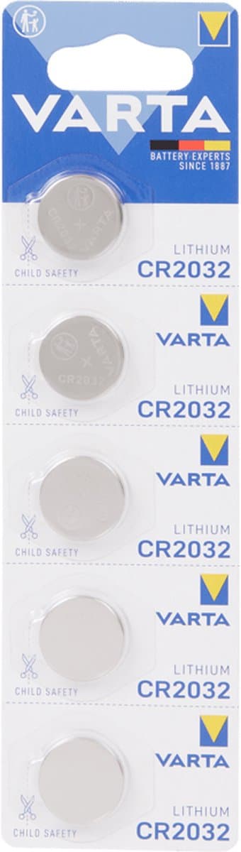 Varta CR2032 knoopcel Batterijen 3V Lithium- 5x Stuks - Voordeel verpakking- Deze batterijen zijn geschikt voor horloges, rekenmachines, afstandsbedieningen, Autosleutels en andere draagbare apparaten