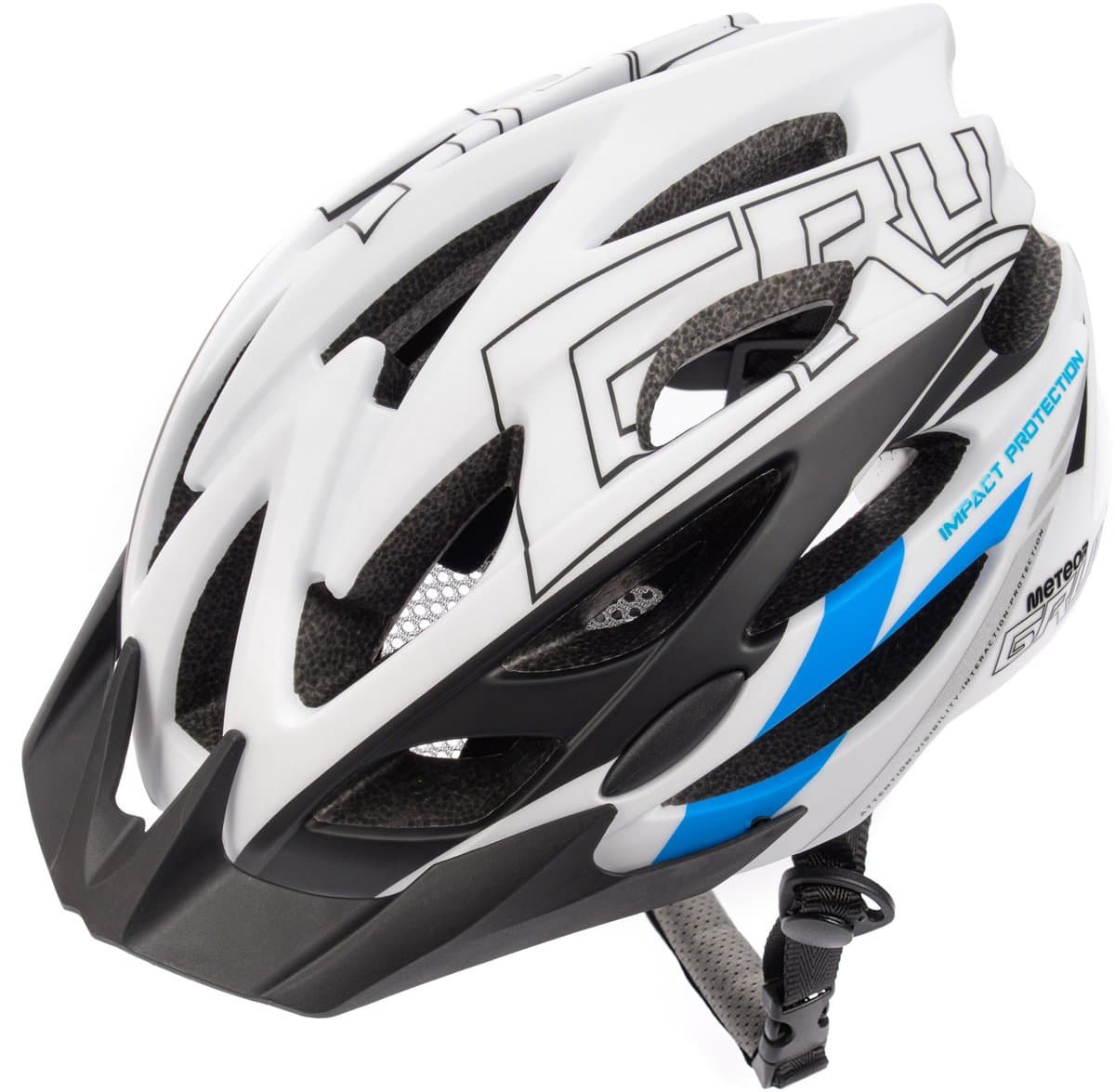 Meteor - Fietshelm - Gruver - maat L 58-61 cm wit/zwart/blauw