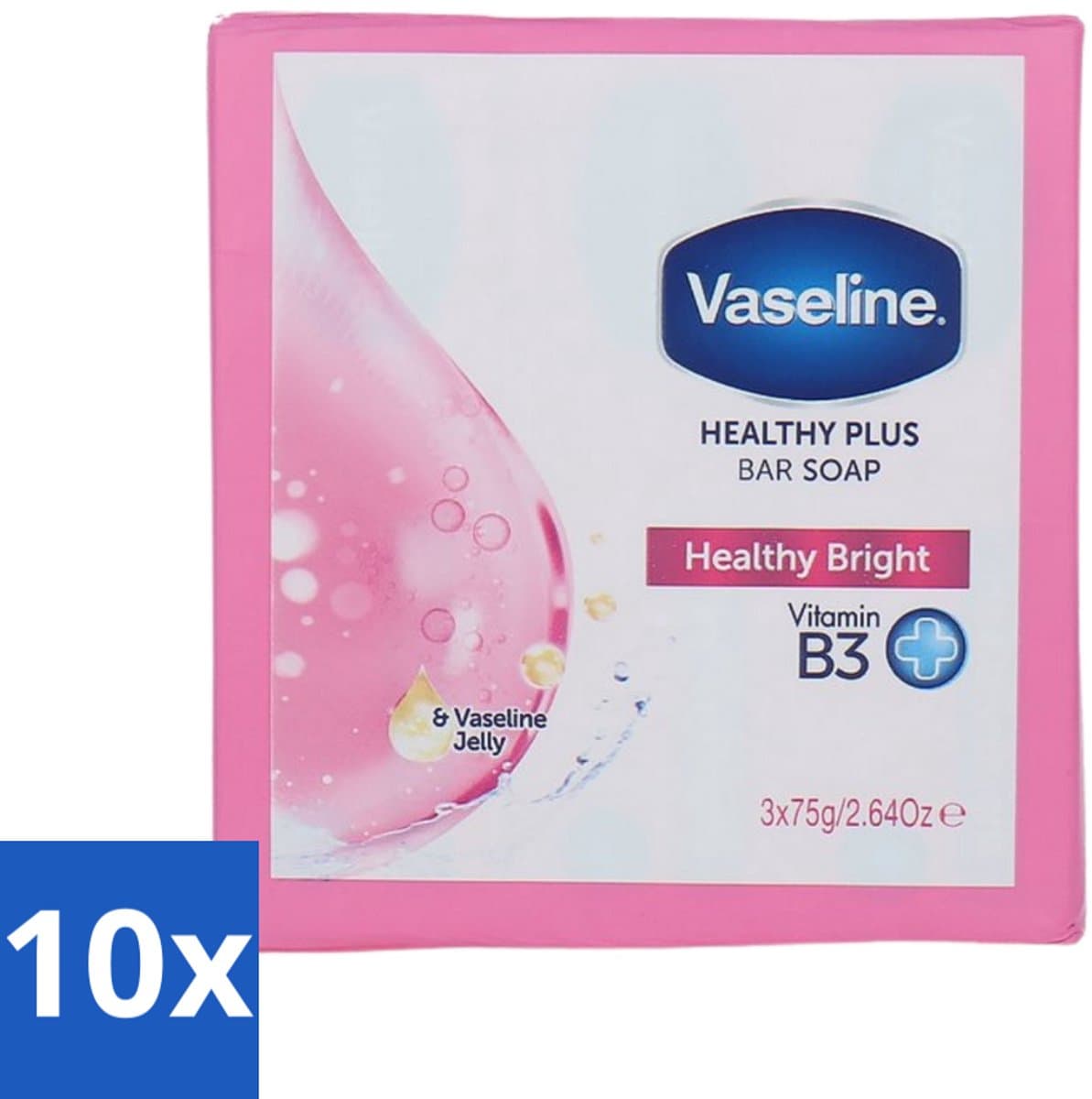 Vaseline - Healthy Bright - Zeeptablet - Reinigend & Verzorgend - 3x75 ml - Bulkverpakking - 10 stuks